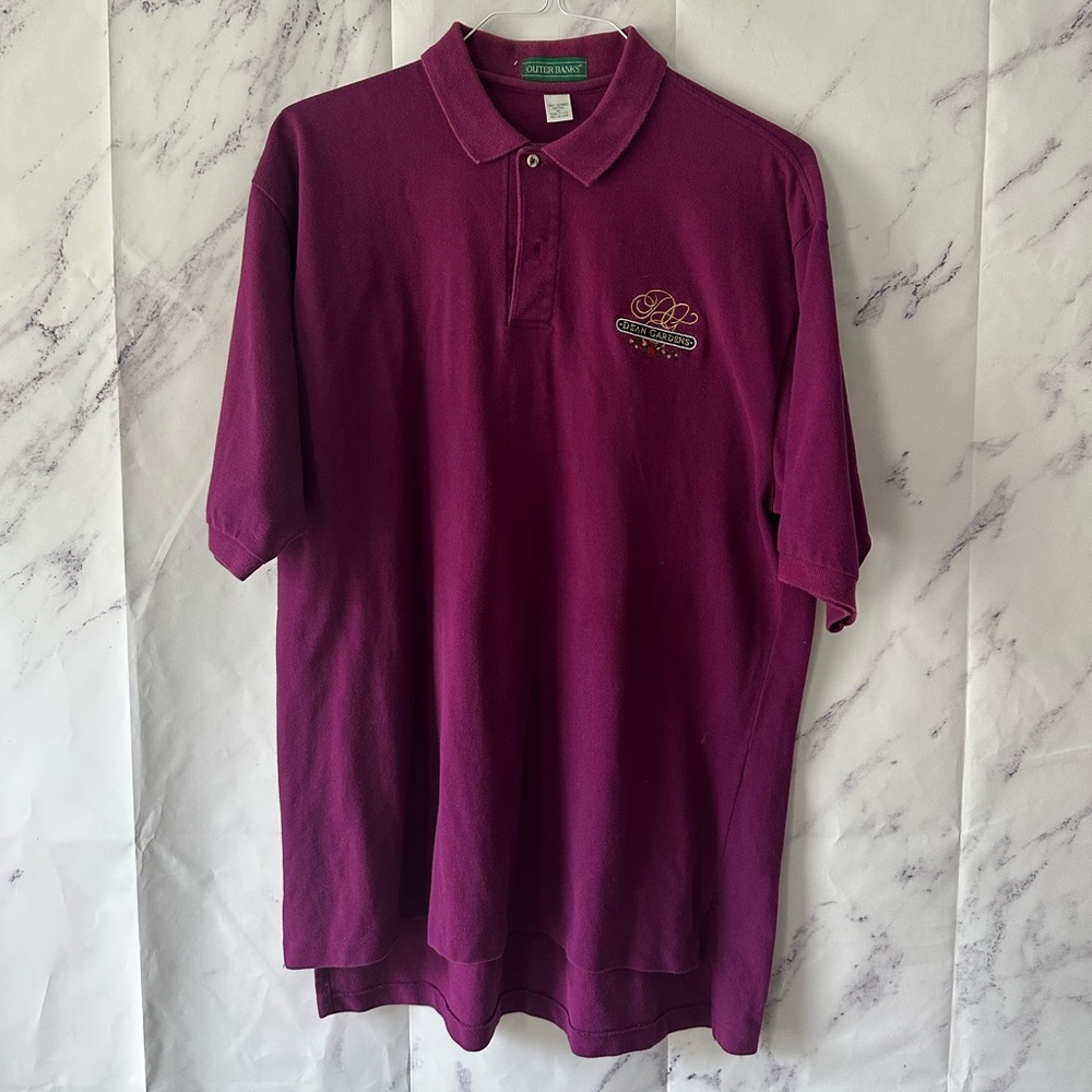 VINTAGE OUTERBANKS -DEAN GARDENS ATLANTA ESTATE POLO SHIRT PURPLE XL MADE IN USA